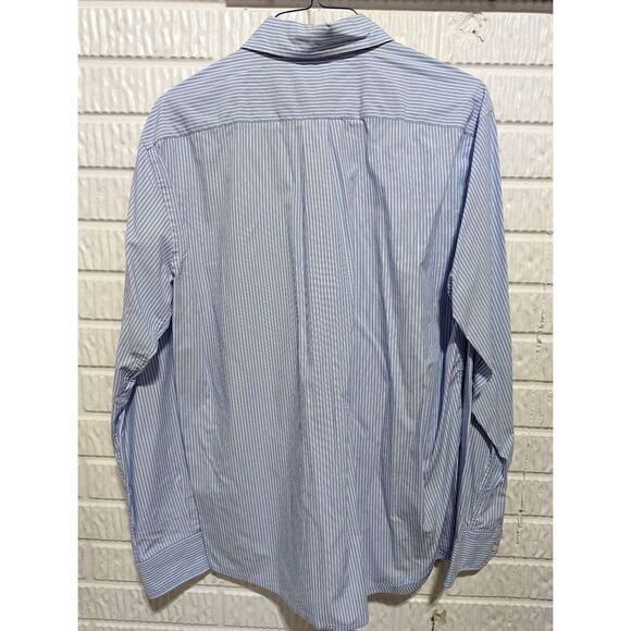 Orian Vintage Men's Blue and White Striped Long-Sleeve Button-Down Shirt Size L - Picture 4 of 5